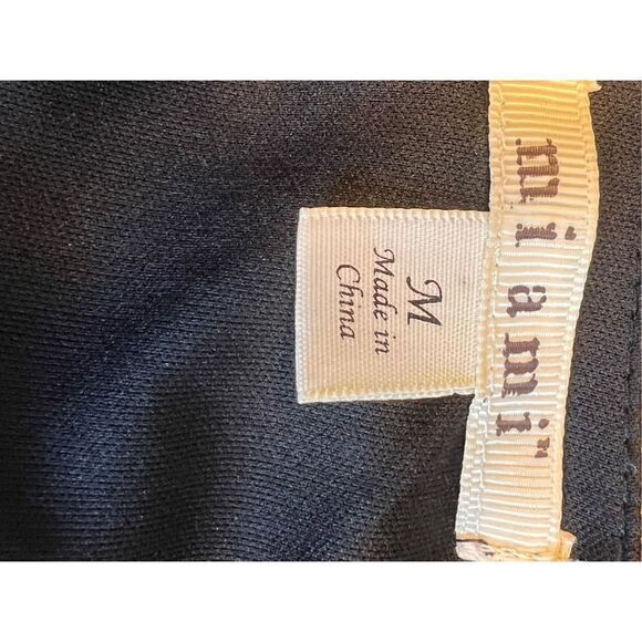 Miami Women's Floral Embroidered Shift Black Long Sleeve Short Dress Size M - Picture 6 of 7